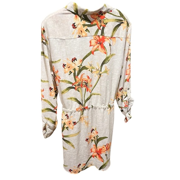 CHICO’S ~ NEW Spring Lily Utility Shirt Roll Tab Sleeves Waist Tie - Picture 6 of 10